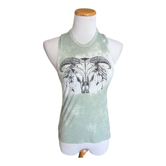 Womens Fifth Sun Cow Skull Sleeveless Dye Dipped Top - Sz XS - Picture 3 of 3